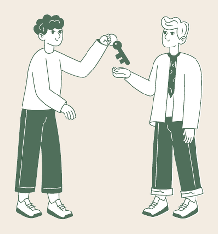 Illustration : remise des clés entre le propriétaire et le locataire
